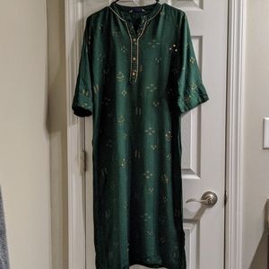 Long Green Pathani Style Kurti